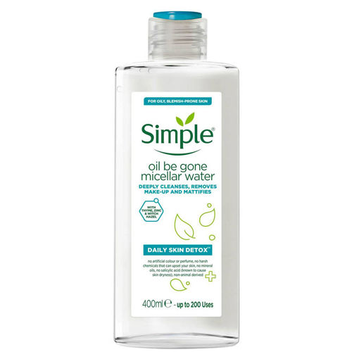 پاک کننده آرایش پوست مختلط تا چرب سیمپل Simple Daily Skin Detox Oil Be Gone Micellar Water