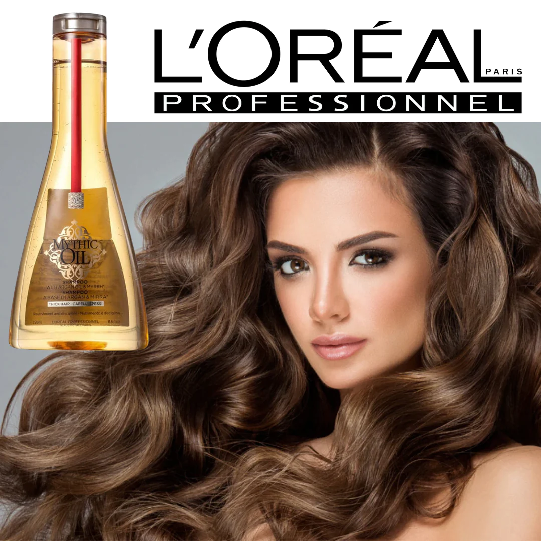 شامپو روغنی مغذی و منظم کننده موهای ضخیم لورال میسیک اویل LOreal Mythic Oil Thick حجم 250 میلی لیتر