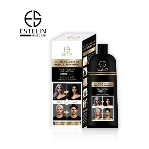 شامپو رنگ مشکی استلین حاوی روغن آرگان و کلاژن Estelin Collagen & Argan Oil Hair Color Shampoo