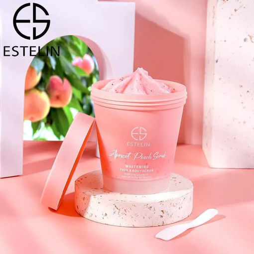 اسکراب صورت و بدن هلو استلین Estelin Whitening Peach Scrub For Face & Body